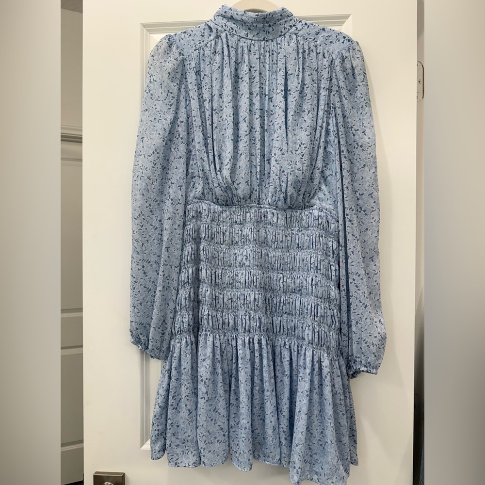House of Harlow 1960 Blue Patterned Long Sleeve Dress